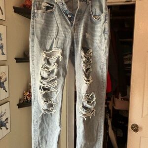 Distressed Light Blue Jeans